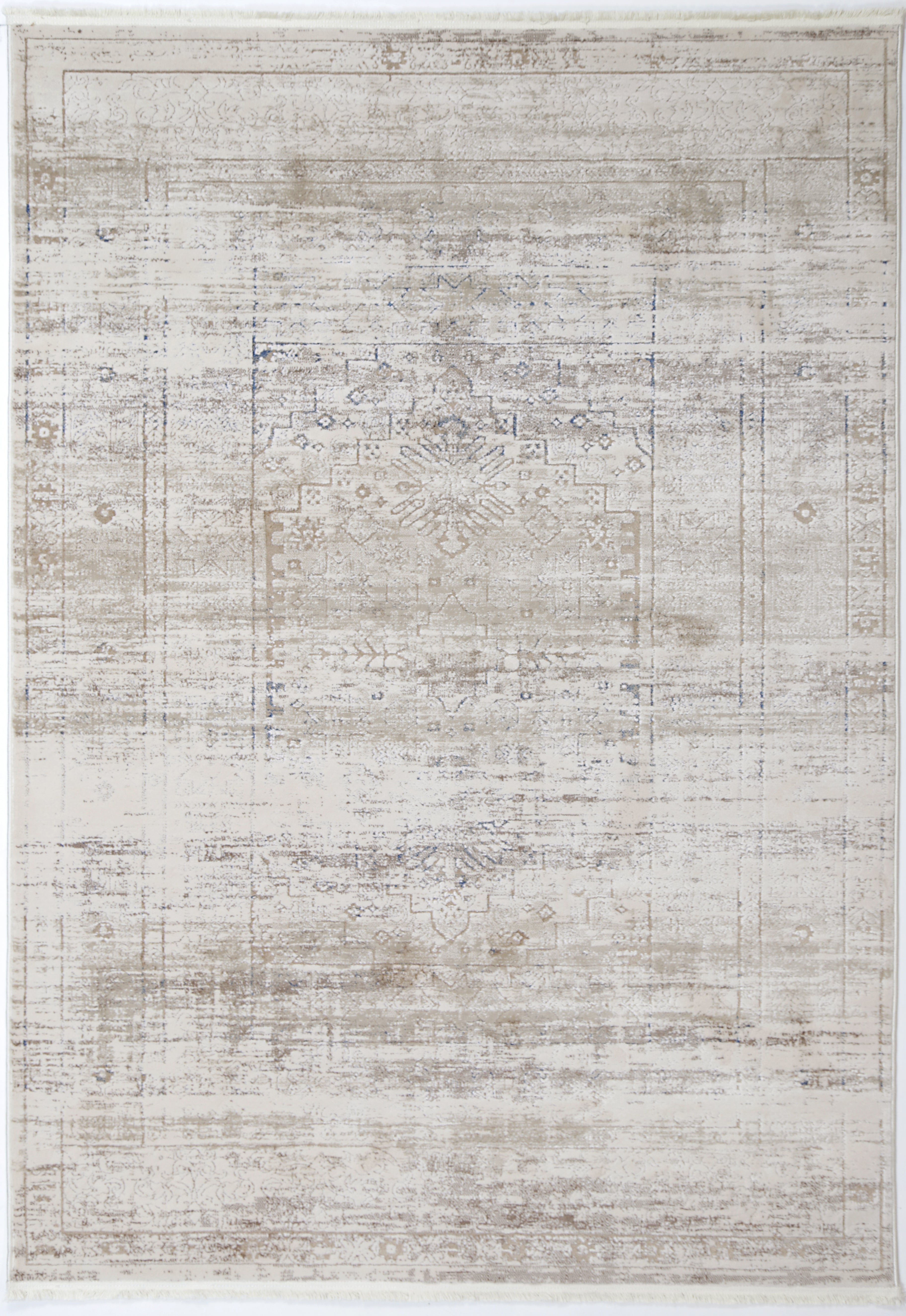 Bohemian Paradise Traditional Beige Blue Rug -04BBLU