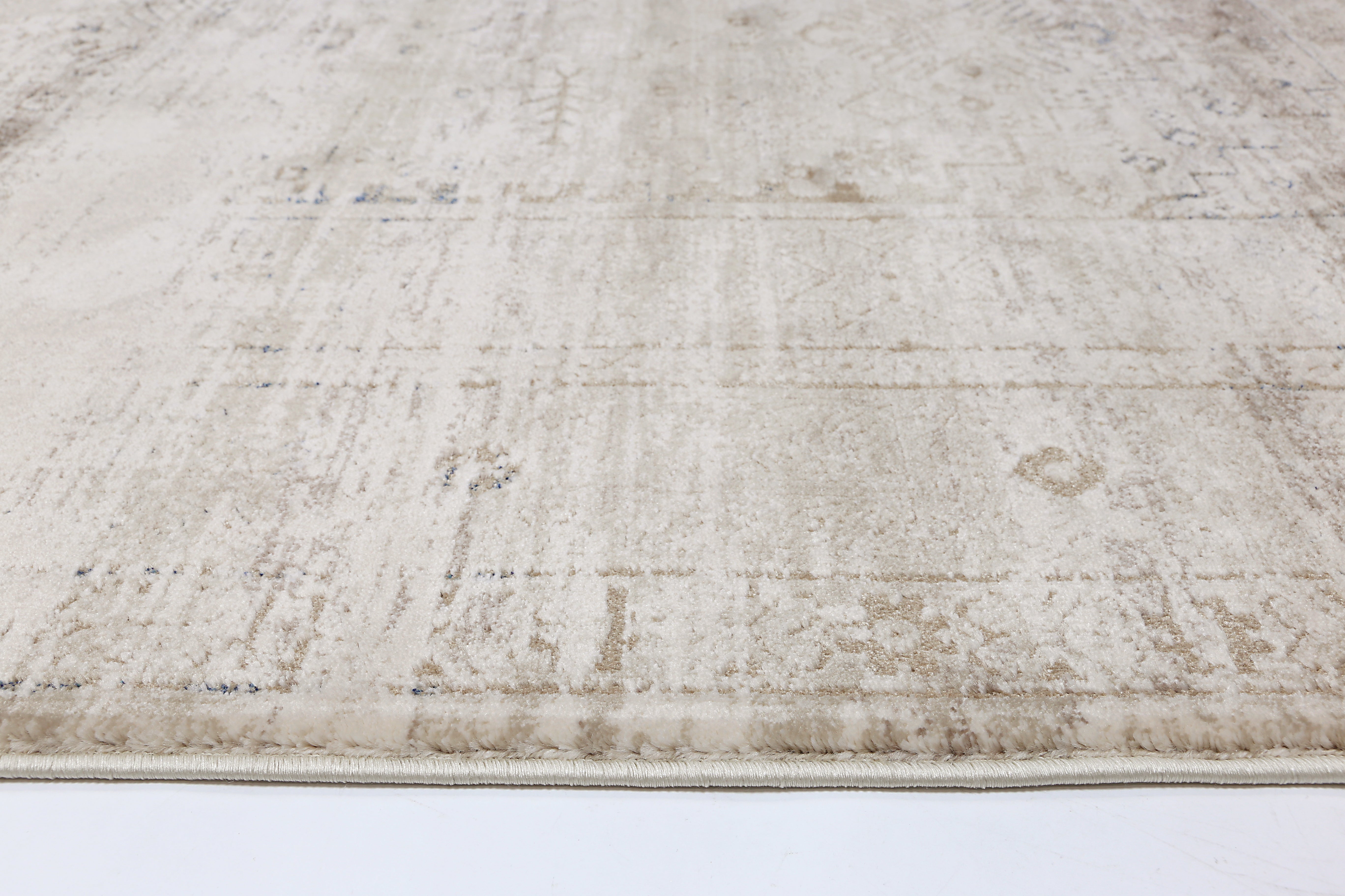 Bohemian Paradise Traditional Beige Blue Rug -04BBLU