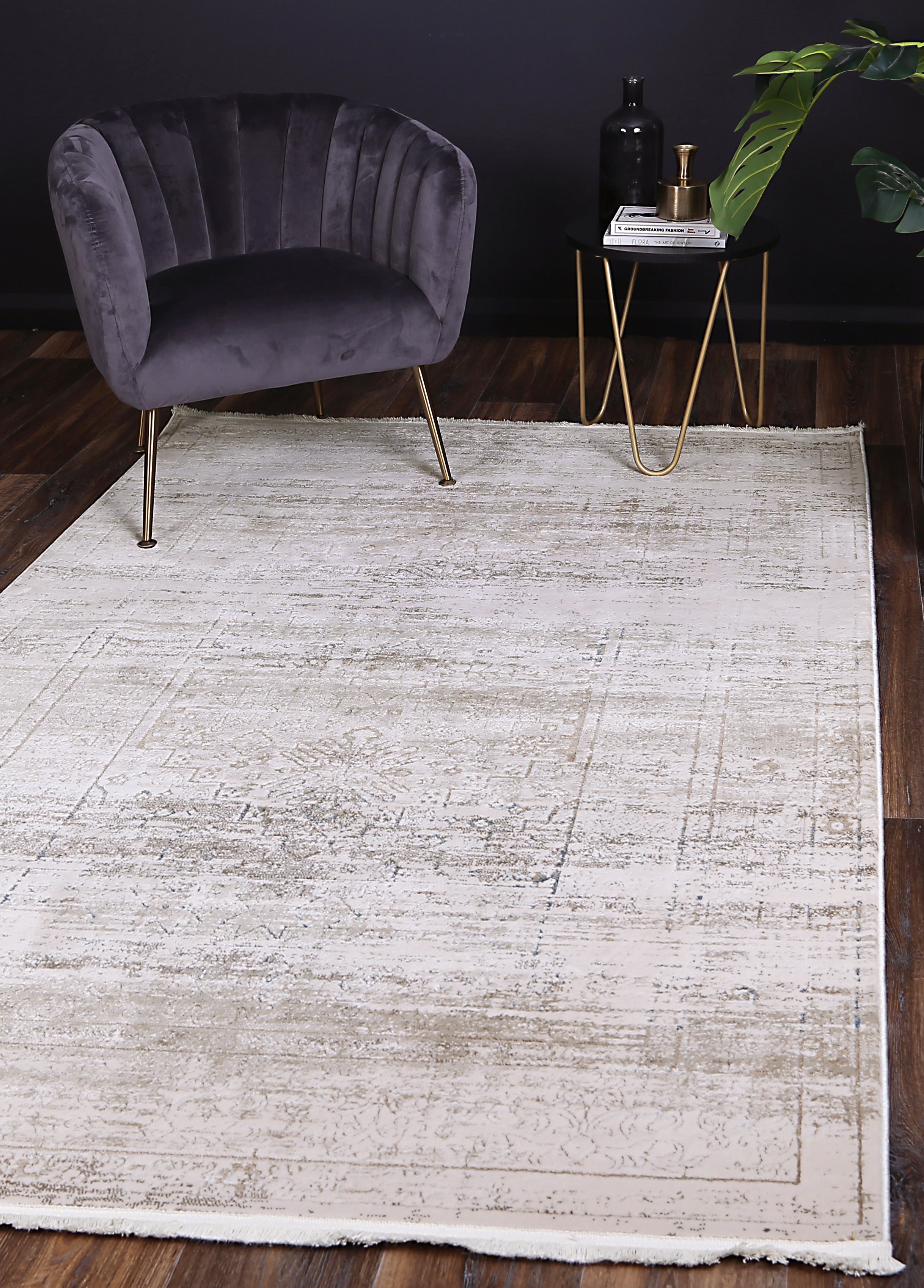 Bohemian Paradise Traditional Beige Blue Rug -04BBLU