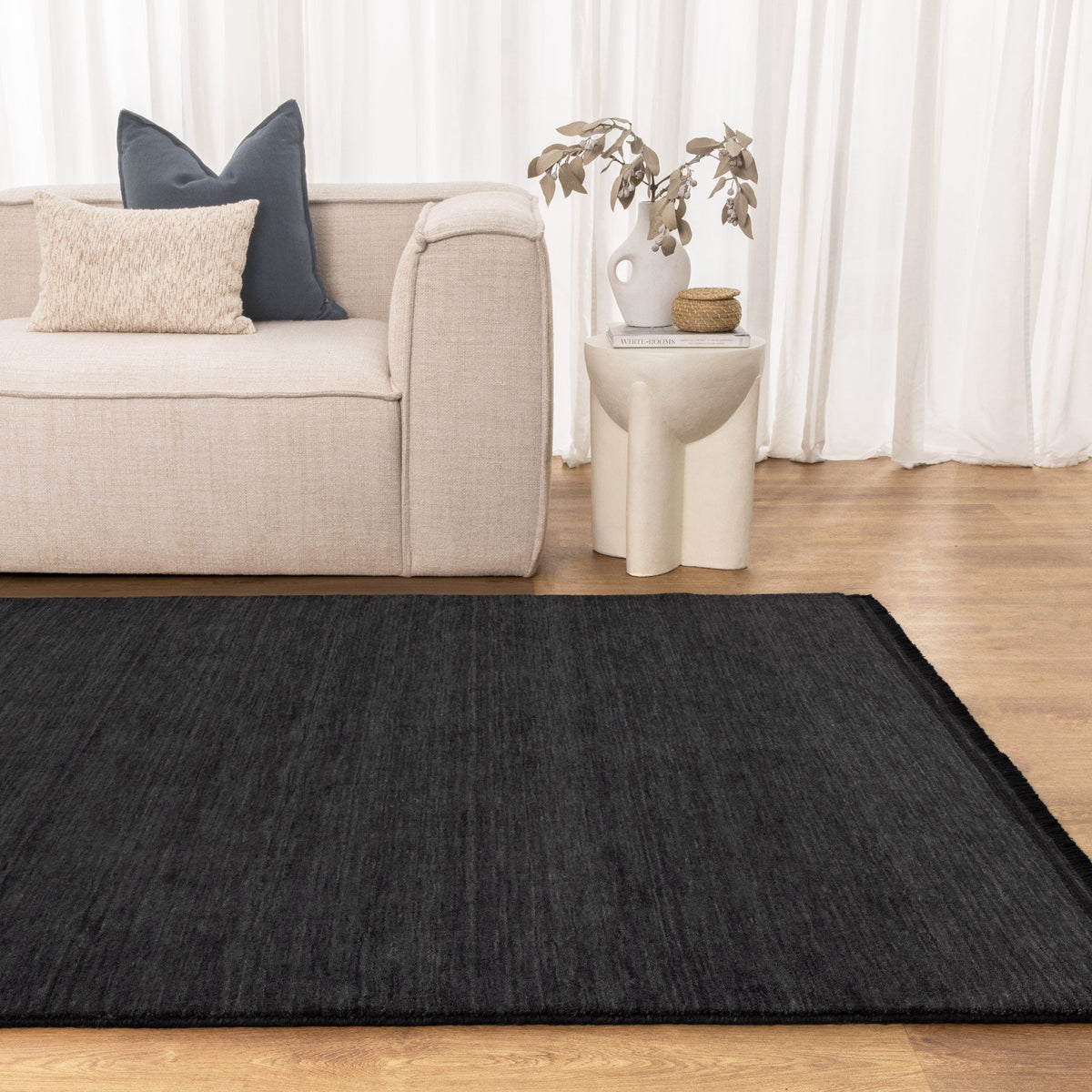 Charleston Hand-Knotted Wool Rug Charcoal
