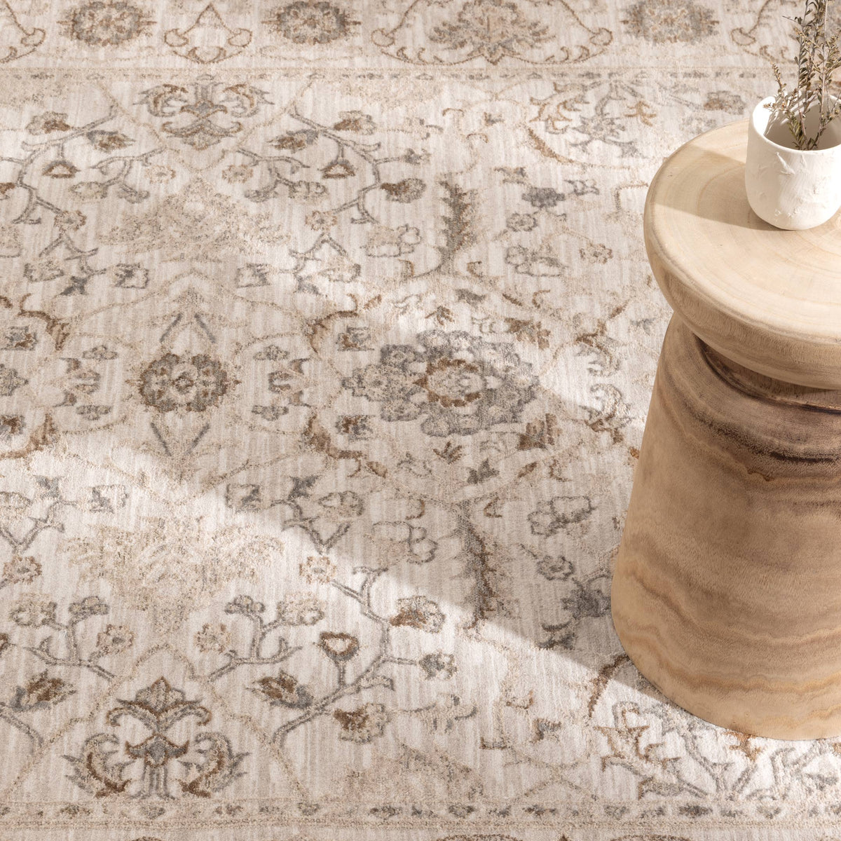 D104- Delphine Ivory Multi Vines Vintage Rug