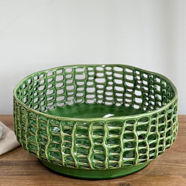 Green Ceramic Weave Bowl - A True Showstopper
