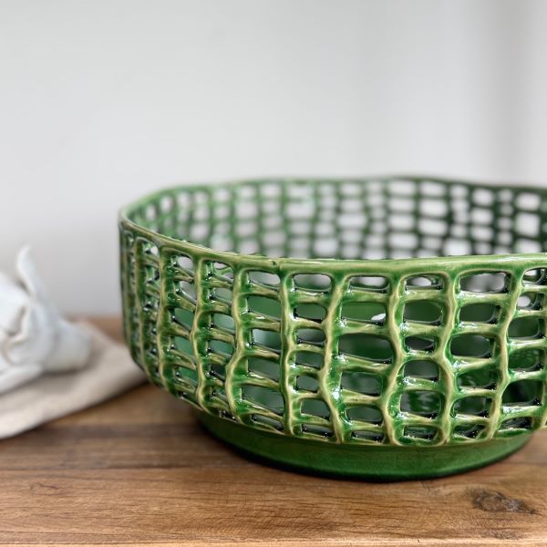 Green Ceramic Weave Bowl - A True Showstopper