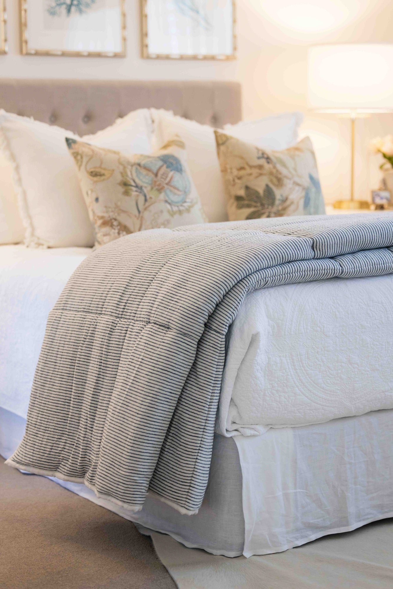 Marina Duvet - Off White with Ink Stripe