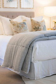 Marina Duvet - Off White with Ink Stripe