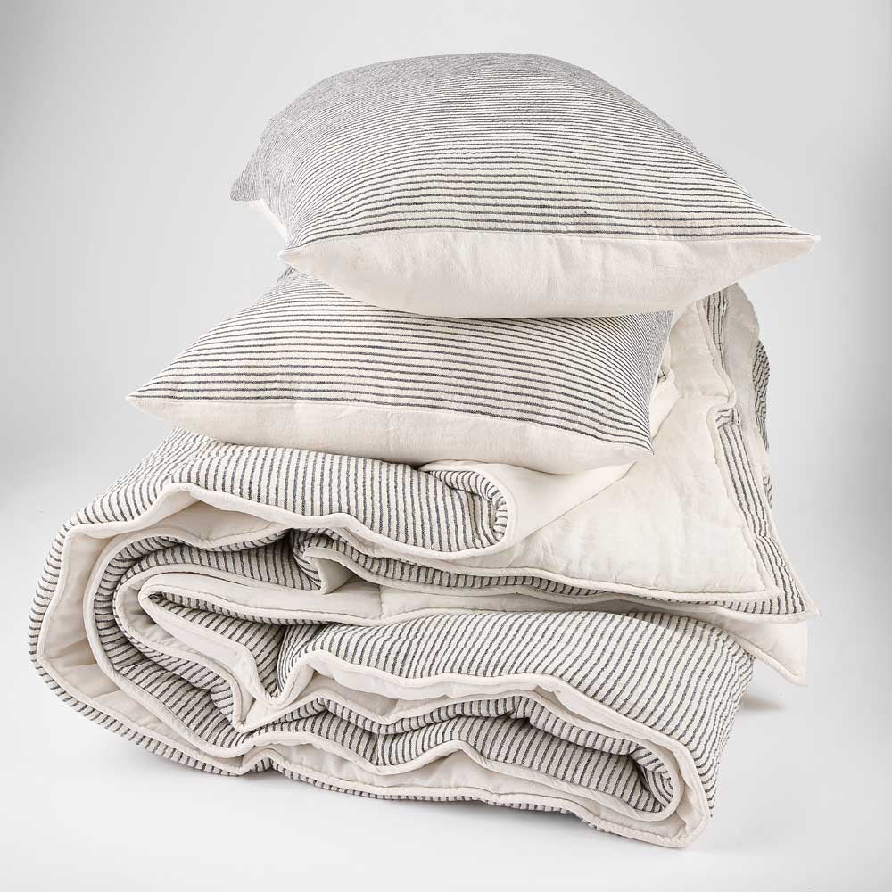 Marina Duvet - Off White with Ink Stripe